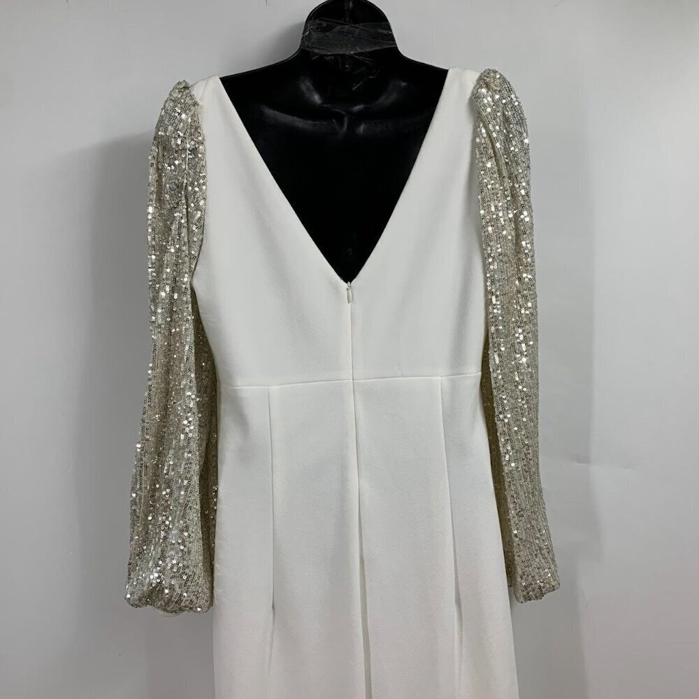Eliza J Women's Glitter-Sleeve Long Gala Formal Slit‎ Gown Size 12 - Picture 4 of 15